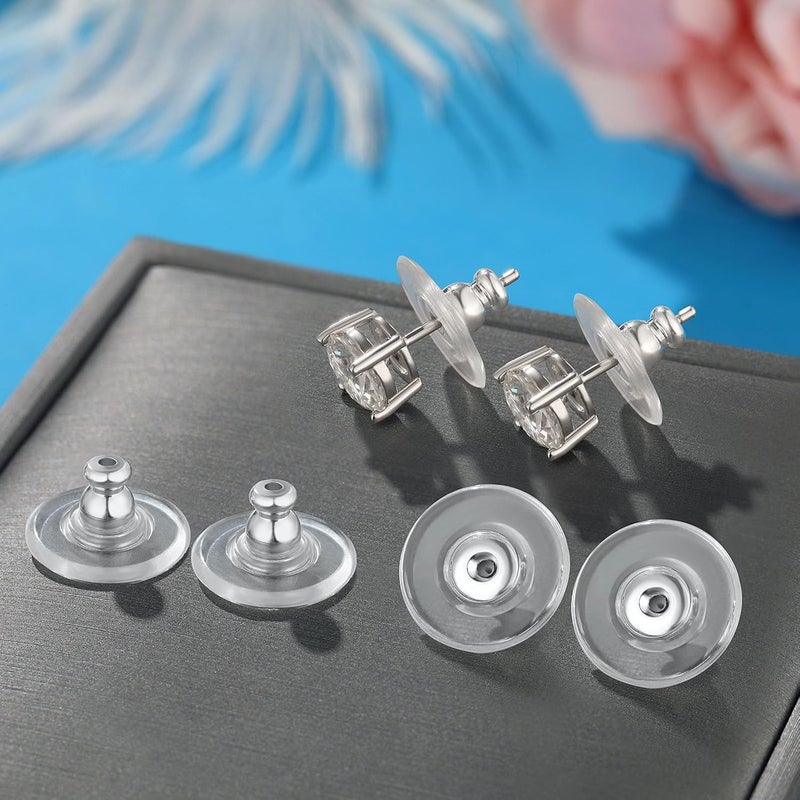 Formulen 6 PCS Big Earring Backs Replacements, 12mm/0.47 Inch Earring Backs for Big Studs/Droopy Heavy Earrings, Hypoallergenic Clear Comfortable for Women & Men 4 Silver & 2 Gold Color - Image 2